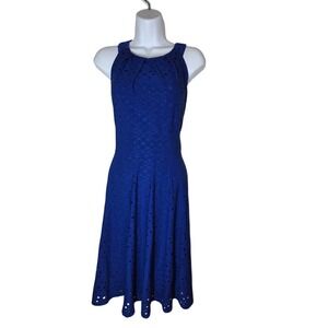 Wisp Royal Blue Halter Eyelet A-Line Knee Length Shift/Sheath Dress 8